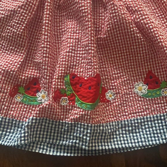 Good Lad Red & Blue Gingham Strawberry Applique Dress - Picture 2 of 6